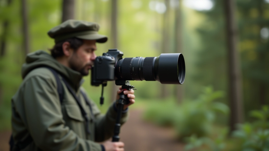 Profesionalus teleobjektyvas 400mm su stabilizavimo sistema ant monopodo
